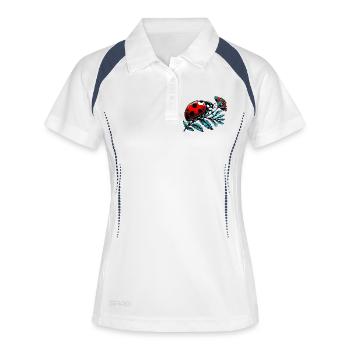 Marienkäfer - Frauen Polo atmungsaktiv - Weiß/Navy - Vorne