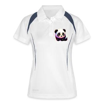 Panda - Frauen Polo atmungsaktiv - Weiß/Navy - Vorne
