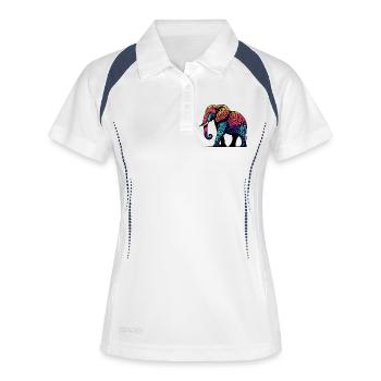 Elefant - Frauen Polo atmungsaktiv - Weiß/Navy - Vorne
