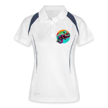 Chamäleon - Frauen Polo atmungsaktiv - Weiß/Navy - Vorne
