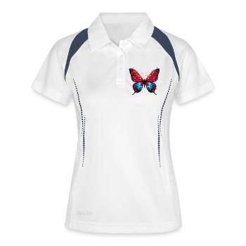 Schmetterling mit Herzen - Frauen Polo atmungsaktiv - Weiß/Navy - Vorne