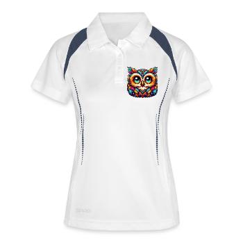 Eule - Frauen Polo atmungsaktiv - Weiß/Navy - Vorne