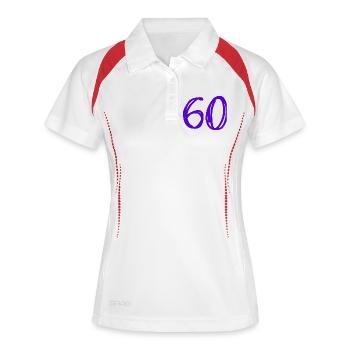 60. 60 ANS. 60e ANNIVERSAIRE. ANNIVERSAIRE 60 ANS. - Polo respirant Femme - blanc/marine - Devant