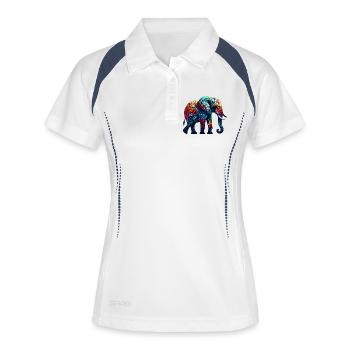 Elefant - Frauen Polo atmungsaktiv - Weiß/Navy - Vorne