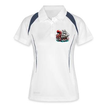 Krake - Frauen Polo atmungsaktiv - Weiß/Navy - Vorne