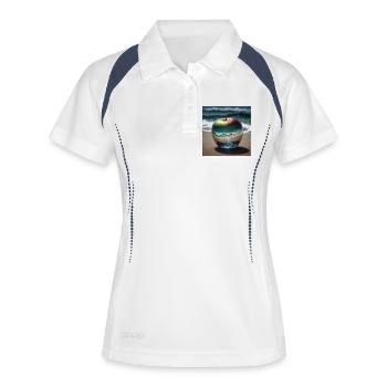 Apfel - Frauen Polo atmungsaktiv - Weiß/Navy - Vorne