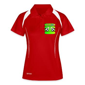 5. Klasse Fußball NAME - Frauen Polo atmungsaktiv - Weiß/Navy - Vorne