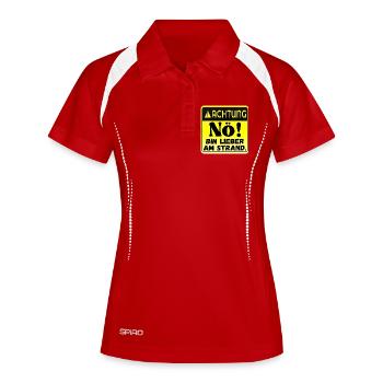 URLAUBSSPRÜCHE STRAND FERIEN - Frauen Polo atmungsaktiv - Weiß/Navy - Vorne