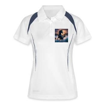 Cheval - Polo respirant Femme - blanc/marine - Devant