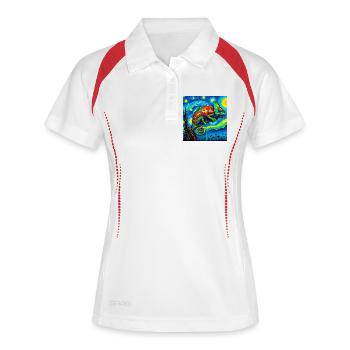Chamäleon - Frauen Polo atmungsaktiv - Weiß/Navy - Vorne