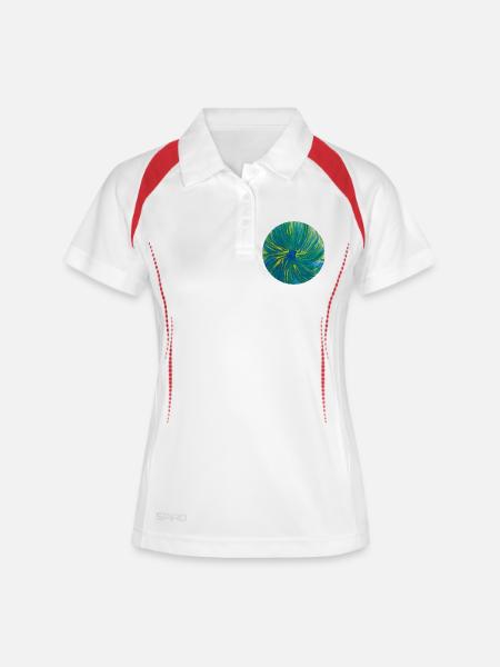 Circle motif - hand-painted by Martina Eßer - Women's Polo breathable - white/navy