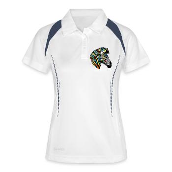 Zebra - Frauen Polo atmungsaktiv - Weiß/Navy - Vorne