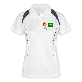 Einschulung ABC Schütze - Frauen Polo atmungsaktiv - Weiß/Navy - Vorne
