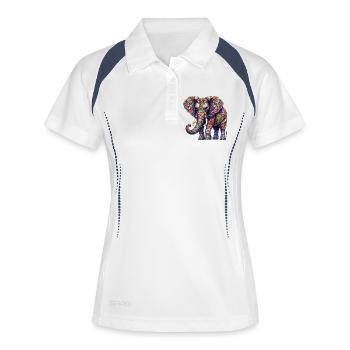 Elefant - Frauen Polo atmungsaktiv - Weiß/Navy - Vorne