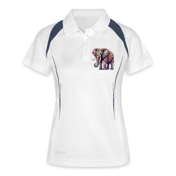 Éléphant - Polo respirant Femme - blanc/marine - Devant