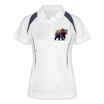 Bär - Frauen Polo atmungsaktiv - Weiß/Navy - Vorne