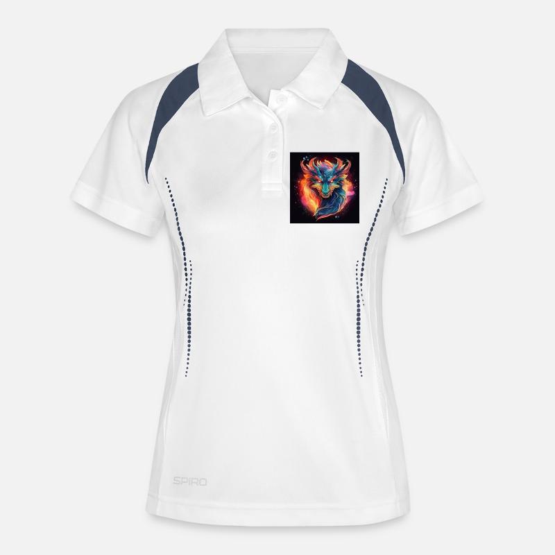 Neon Dragon Head Fire Colors - Women's Polo breathable - white/navy
