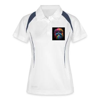 Psychedelischer Gorilla mit Sonnenbrille - Frauen Polo atmungsaktiv - Weiß/Navy - Vorne