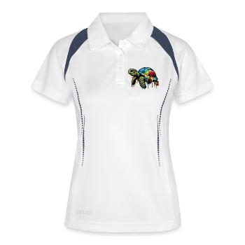 Schildkröte - Frauen Polo atmungsaktiv - Weiß/Navy - Vorne