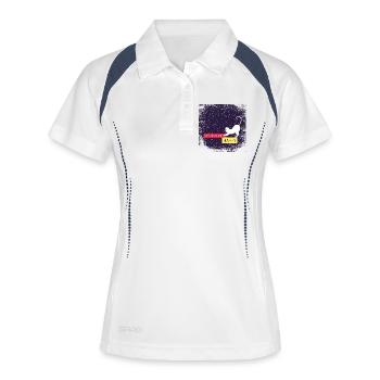 Cats make me happy with dirty border - Frauen Polo atmungsaktiv - Weiß/Navy - Vorne
