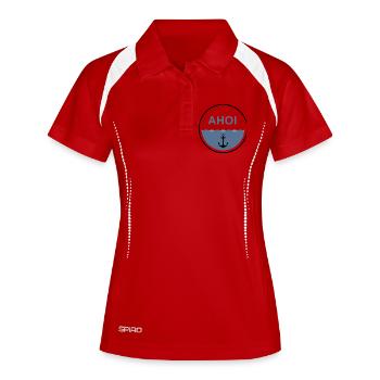 Anker Ahoi Logo I (black) - Frauen Polo atmungsaktiv - Weiß/Navy - Vorne
