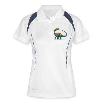 Dinosaurier - Frauen Polo atmungsaktiv - Weiß/Navy - Vorne