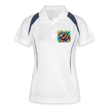 Faultier - Frauen Polo atmungsaktiv - Weiß/Navy - Vorne