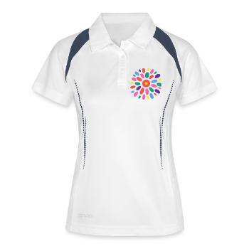 ALLES GUTE ZUM GEBURTSTAG. ALLES GUTE ZUM GEBURTSTAG. GLÜCKWUNSCH - Frauen Polo atmungsaktiv - Weiß/Navy - Vorne