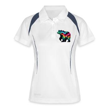 Bär - Frauen Polo atmungsaktiv - Weiß/Navy - Vorne