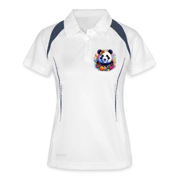Panda - Frauen Polo atmungsaktiv - Weiß/Navy - Vorne