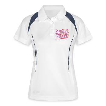 Personne unique – Juste un monde. - Polo respirant Femme - blanc/marine - Devant