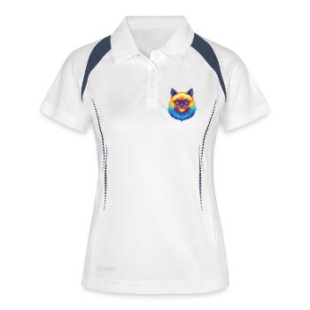 Himalaya Chat Race Dessin Animé Kawaii Animal Pet - Polo respirant Femme - blanc/marine - Devant