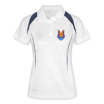 Chat Angora Turc Race Dessin Animé Kawaii Animal De Compagnie - Polo respirant Femme - blanc/marine - Devant