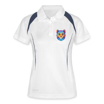 Schneeleopard Baby Katze Rasse Cartoon Kawaii Tier - Frauen Polo atmungsaktiv - Weiß/Navy - Vorne