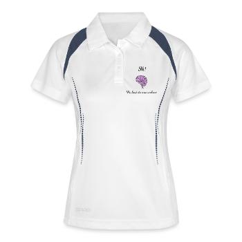 Hi! Du hast da was verloren | Gehirn Lineart Witz - Frauen Polo atmungsaktiv - Weiß/Navy - Vorne