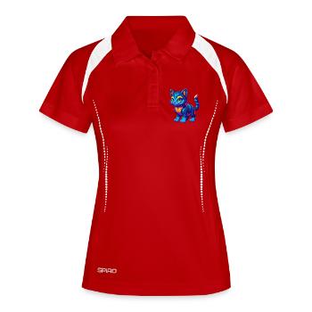 Pixie Bob Katze Rasse Cartoon Kawaii Tier Haustier - Frauen Polo atmungsaktiv - Weiß/Navy - Vorne