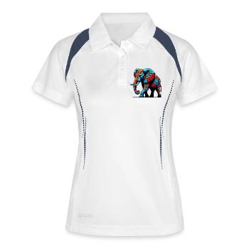 Éléphant - Polo respirant Femme - blanc/marine - Devant