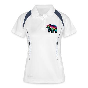 Bär - Frauen Polo atmungsaktiv - Weiß/Navy - Vorne