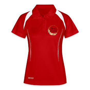 Team Braut! Personalisierbar - Frauen Polo atmungsaktiv - Weiß/Navy - Vorne