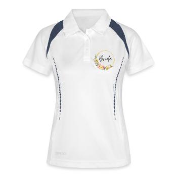 Team Bride! Personalisierbar - Frauen Polo atmungsaktiv - Weiß/Navy - Vorne