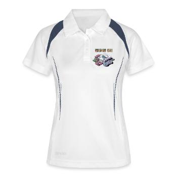 Retro-Spielkonsolen-Design - Frauen Polo atmungsaktiv - Weiß/Navy - Vorne