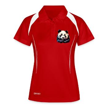 Panda - Frauen Polo atmungsaktiv - Weiß/Navy - Vorne