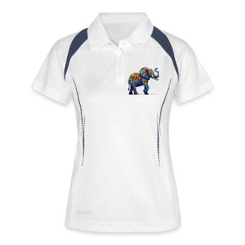 Éléphant - Polo respirant Femme - blanc/marine - Devant