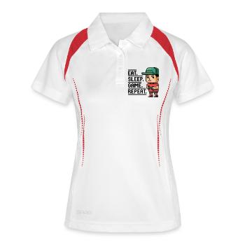 Pixel Art Gamer Lifestyle Design - Polo respirant Femme - blanc/marine - Devant