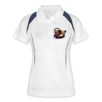 Canard mandarin - Polo respirant Femme - blanc/marine - Devant