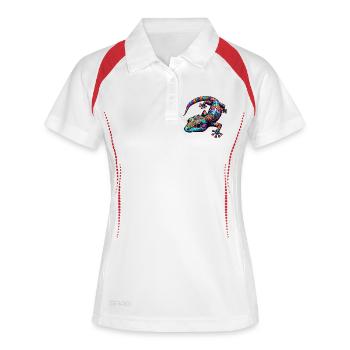 Gecko - Frauen Polo atmungsaktiv - Weiß/Navy - Vorne