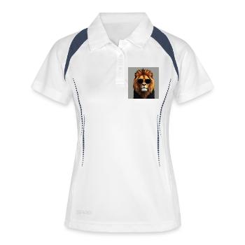 Lion stylé - Polo respirant Femme - blanc/marine - Devant