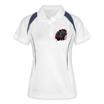 Bücher Design, Schlangen, Rosenblüten - Frauen Polo atmungsaktiv - Weiß/Navy - Vorne