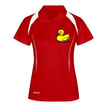 Ente Ente Ente Ente Ente - Frauen Polo atmungsaktiv - Weiß/Navy - Vorne