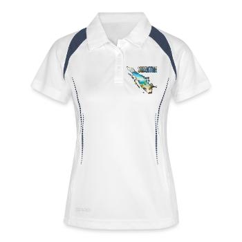 Aquarell Landkarte Sumatra - Frauen Polo atmungsaktiv - Weiß/Navy - Vorne